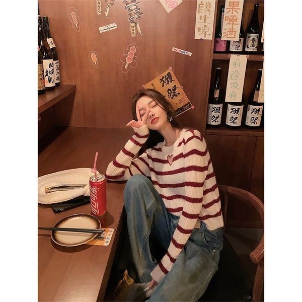 spring and autumn love hollow knit sweater feminine slender long sleeve sweater striped knit all-match striped sweater 220817, White;black
spring and autumn love hollow knit sweater feminine slender long sleeve sweater striped knit all-match striped sweater 220817, White;black