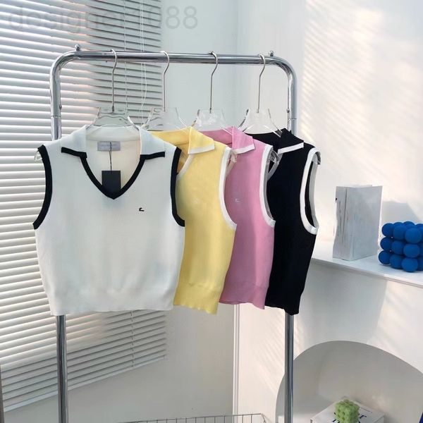 women's tanks & camis designer 22s spring and summer new ys small label embroidery contrast lapel v-neck knitted vest with women's, White
women's tanks & camis designer 22s spring and summer new ys small label embroidery contrast lapel v-neck knitted vest with women's, White