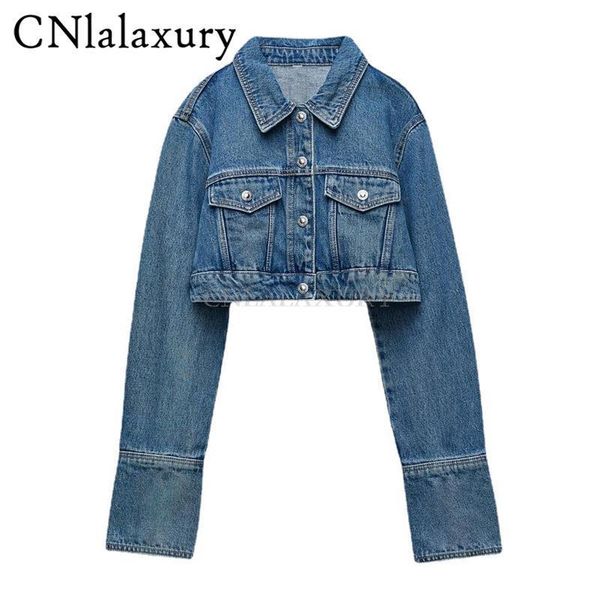 cnlalaxury casual washed blue women denim jacket spring autumn long sleeve loose cropped jeans coat female street outwear 220809, Black;brown
cnlalaxury casual washed blue women denim jacket spring autumn long sleeve loose cropped jeans coat female street outwear 220809, Black;brown