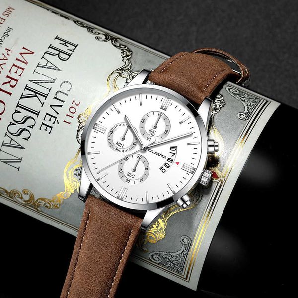 sport quartz watch three scale numerals auto date leather strap for men 2022 casual bracelet wristwatch, Slivery;brown
sport quartz watch three scale numerals auto date leather strap for men 2022 casual bracelet wristwatch, Slivery;brown