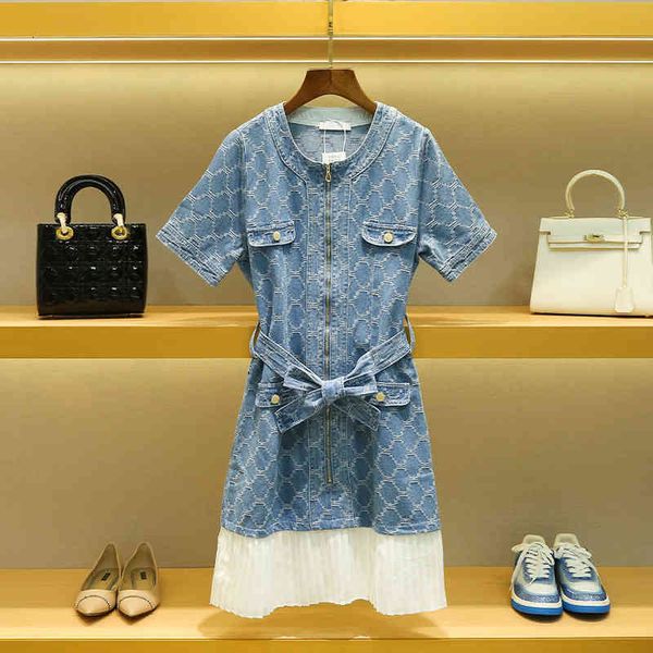 s family french denim dress temperament high women's summer medium length skirt children, Black;gray