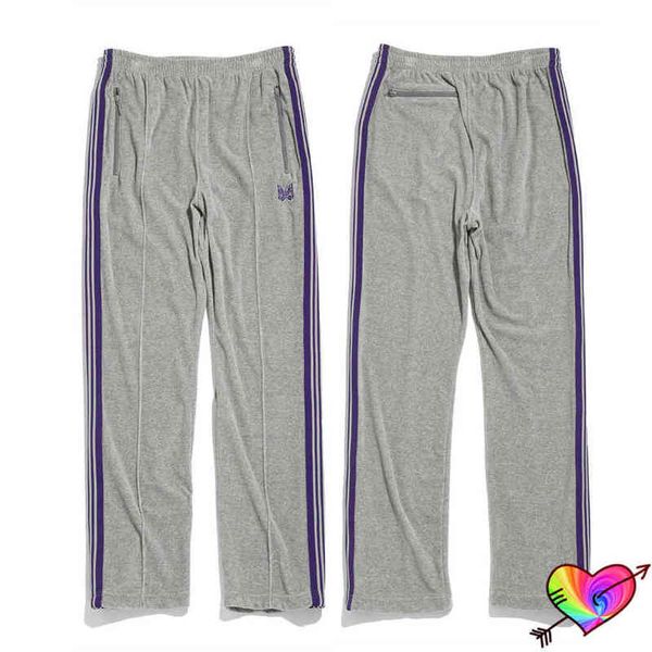 2022 grey velvet needles pants men women purple stripe butterfly embroidery needles awge pants zipper trousers t220803, Black
2022 grey velvet needles pants men women purple stripe butterfly embroidery needles awge pants zipper trousers t220803, Black