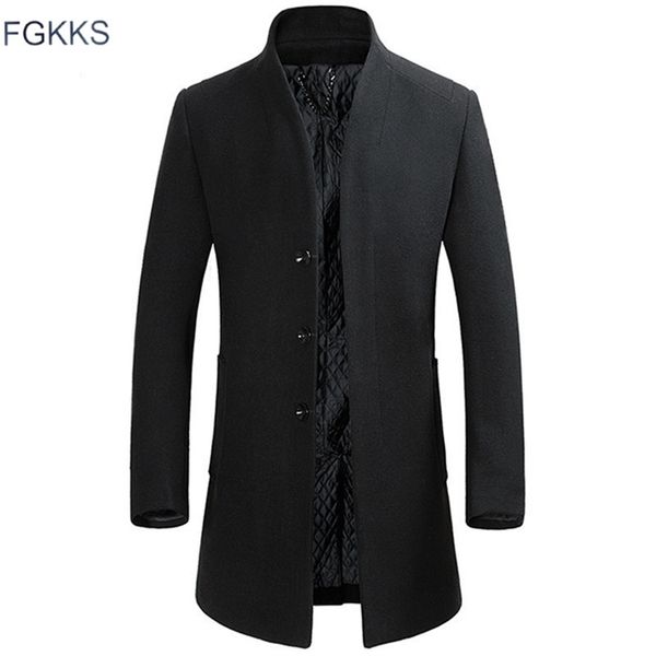 fgkks men winter wool coat men's fashion solid color warm thick wool blends woolen pea coat male trench coat overcoat 201222, Black
fgkks men winter wool coat men's fashion solid color warm thick wool blends woolen pea coat male trench coat overcoat 201222, Black