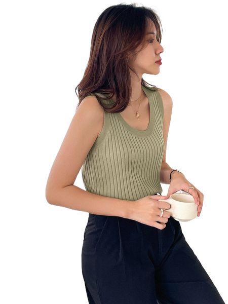 dazy solid rib knit tank 72o7#, White
dazy solid rib knit tank 72o7#, White