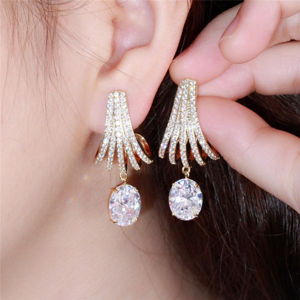 long copper material charm designer earring colorful white aaa cubic zirconia earrings 18k gold plated earrings jewelry for women party gitl, Golden
long copper material charm designer earring colorful white aaa cubic zirconia earrings 18k gold plated earrings jewelry for women party gitl, Golden