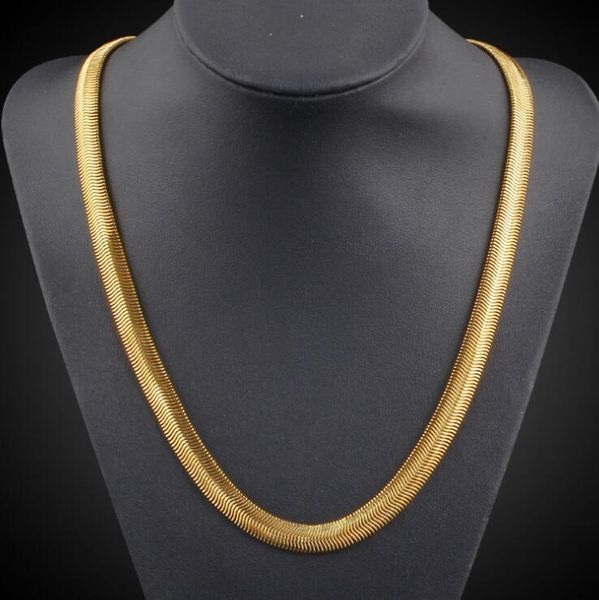 14k plated gold european and american men chains snake bone 9mm 24" necklace, Silver
14k plated gold european and american men chains snake bone 9mm 24" necklace, Silver
