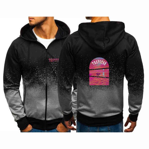 2022 spring autumn cardigan men's gradient hoodie jacket fashion trapstar street printed casual suit sweatshirt zipper, Black
2022 spring autumn cardigan men's gradient hoodie jacket fashion trapstar street printed casual suit sweatshirt zipper, Black