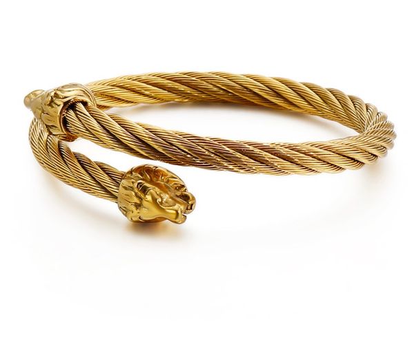 men's women stainless steel biker lion end twisted wire strand cuff bangle bracelet silver/ gold/ black, White
men's women stainless steel biker lion end twisted wire strand cuff bangle bracelet silver/ gold/ black, White