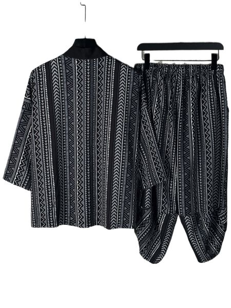 men random geo print kimono & shorts k68r#, Gray
men random geo print kimono & shorts k68r#, Gray