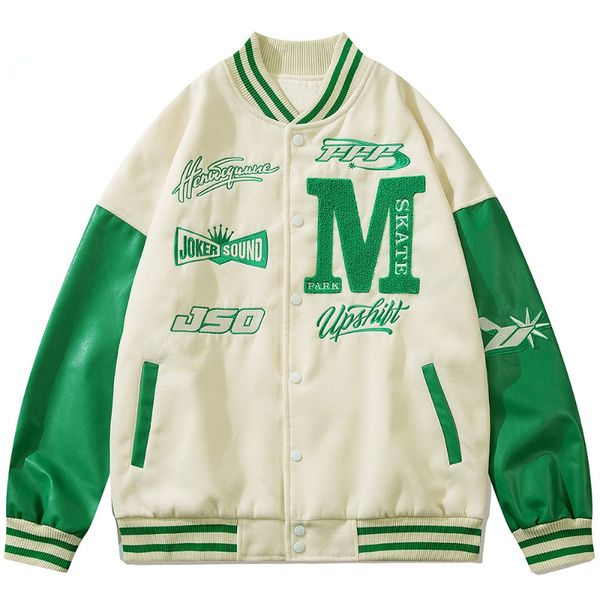 retro varsity jackets men furry letter embroidery hit color patchwork pu leather sleeve male women motorcycle jacket spring coat 220805, Black;brown
retro varsity jackets men furry letter embroidery hit color patchwork pu leather sleeve male women motorcycle jacket spring coat 220805, Black;brown