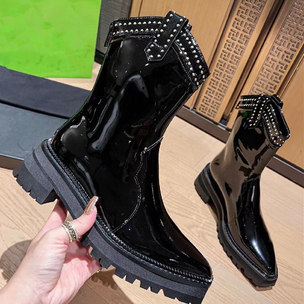 2022 winter luxury metal pointed toe boots ankle ladies shoes, Black