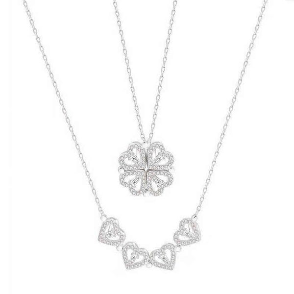 two wear four-leaf clover 4 love heart s925 sterling sier iced out cubic zirconia magnet pendant necklace for girl, Silver
two wear four-leaf clover 4 love heart s925 sterling sier iced out cubic zirconia magnet pendant necklace for girl, Silver