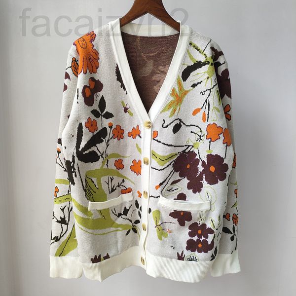 women's knits & tees designer 22 autumn new flower jacquard v-neck long sleeved knitted cardigan for women ptur, White
women's knits & tees designer 22 autumn new flower jacquard v-neck long sleeved knitted cardigan for women ptur, White