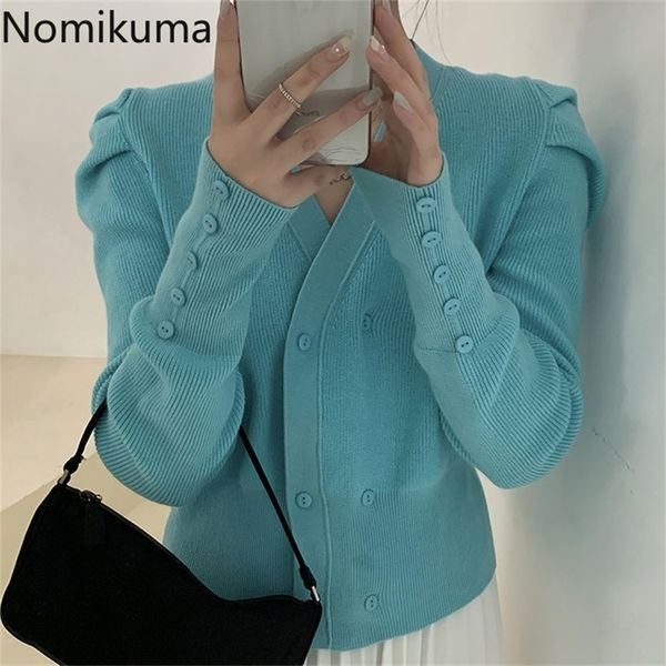nomikuma autumn women knitwear coat korean puff long sleeve v-neck slim short knitted cardigan sweater jacket 6c490 201222, White;black
nomikuma autumn women knitwear coat korean puff long sleeve v-neck slim short knitted cardigan sweater jacket 6c490 201222, White;black