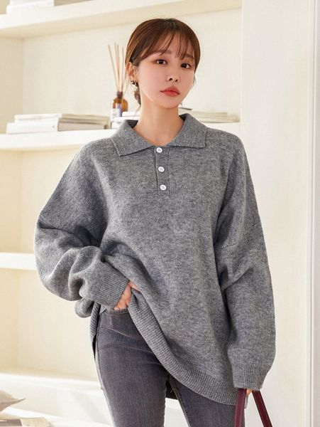 dazy polo neck drop shoulder sweater i2cq#, White;black
dazy polo neck drop shoulder sweater i2cq#, White;black