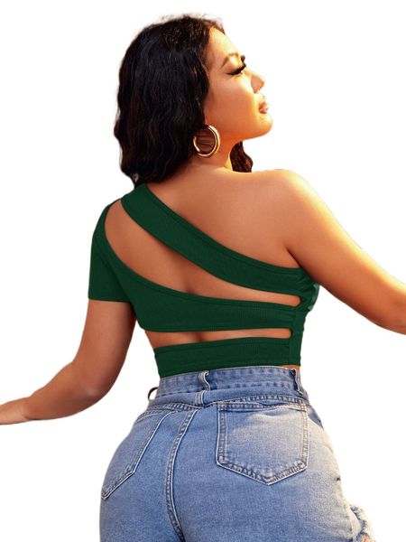 solid one shoulder cut out rib knit crop x6ym#, White
solid one shoulder cut out rib knit crop x6ym#, White