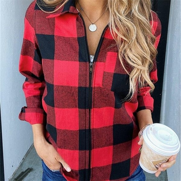 red plaid coat woman pocket zipper jacket casual long sleeve fashion turn-down collar coat women jacket mujer chaqueta 201210, Black;brown
red plaid coat woman pocket zipper jacket casual long sleeve fashion turn-down collar coat women jacket mujer chaqueta 201210, Black;brown