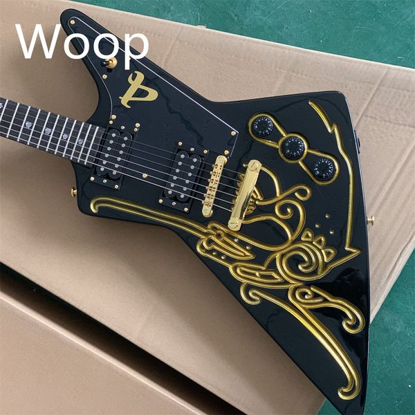 in stock explorer special-shaped goose electric guitar classic black body gold powder carving pattern gold accessories real factory guitars
in stock explorer special-shaped goose electric guitar classic black body gold powder carving pattern gold accessories real factory guitars