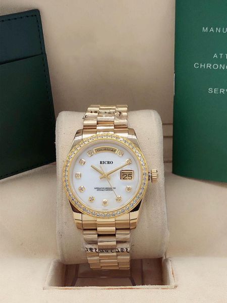 neutral watch, both men and women can wear, log 36mm, small drill ring, double calendar 2813 movement, 316 fine steel, sports watch, Slivery;brown