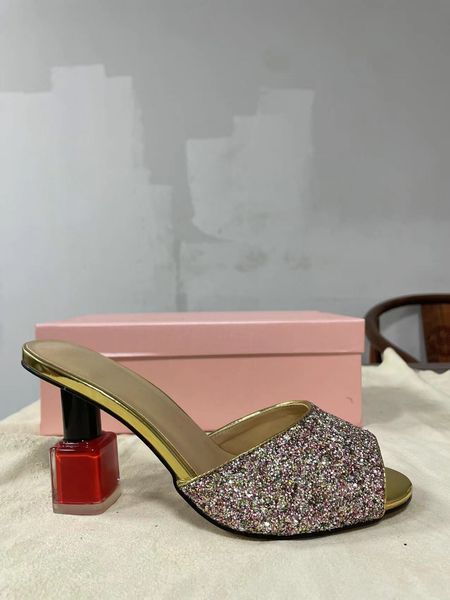 2022 new leather sheepskin sandals nail polish bottle chunky high heels pumps women slipper summer sequined cloth open toe peep-toes size 34, Black
2022 new leather sheepskin sandals nail polish bottle chunky high heels pumps women slipper summer sequined cloth open toe peep-toes size 34, Black