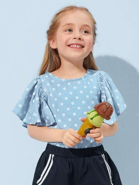 sheen little girl butterfly sleeve poca dot she, White;black