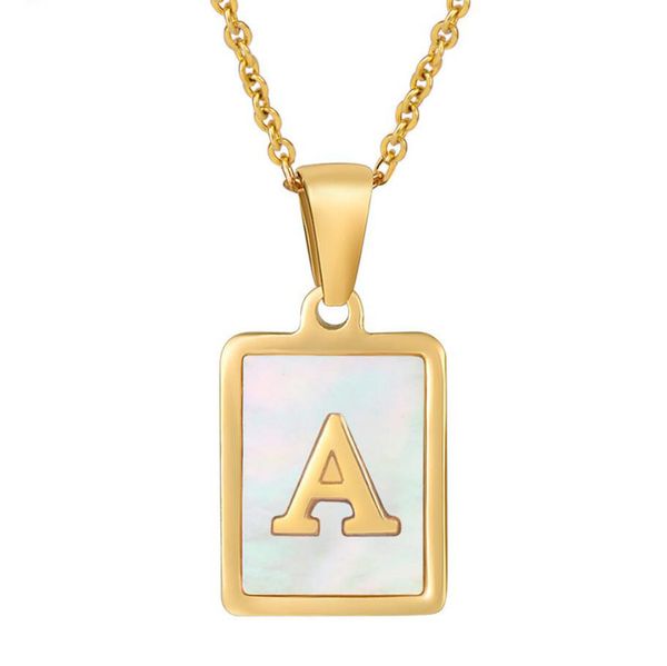trend 18k golden chain necklaces male square natural shell initial letters pendant stainless steel jewelry for women gifts, Silver
trend 18k golden chain necklaces male square natural shell initial letters pendant stainless steel jewelry for women gifts, Silver