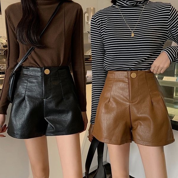 vintage pu leather high waist short korean solid widthleg shorts plus size female fashion loose shorts autumn winter y200512, White;black
vintage pu leather high waist short korean solid widthleg shorts plus size female fashion loose shorts autumn winter y200512, White;black