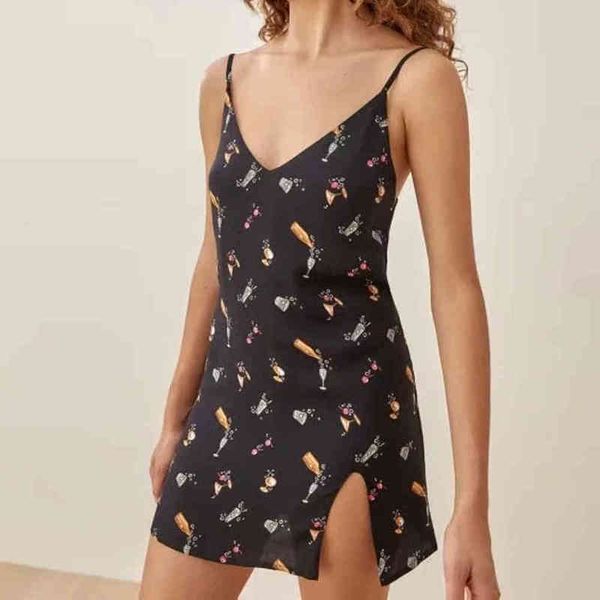 xnwmnz za france chiffon vestidos vintage black floral print split dress fashion spaghetti strap women mini summer dresses 210513, Black;gray
xnwmnz za france chiffon vestidos vintage black floral print split dress fashion spaghetti strap women mini summer dresses 210513, Black;gray