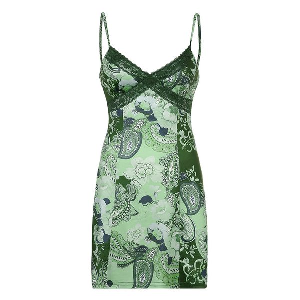 casual dresses woman fashion floral lace stitched plant print suspender sleeveless green dress, Black;gray
casual dresses woman fashion floral lace stitched plant print suspender sleeveless green dress, Black;gray
