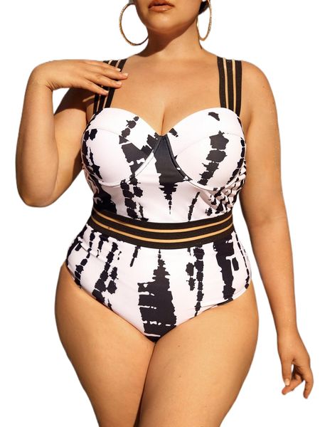 plus tie dye mesh insert push up one piece swimsuit h5i6#, White;black
plus tie dye mesh insert push up one piece swimsuit h5i6#, White;black