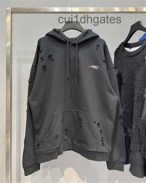 2022 designer blgc hoodies high version 21fw autumn and winter new wave cola printed ins couple hole worn paris sweater hoodie, Black 
2022 designer blgc hoodies high version 21fw autumn and winter new wave cola printed ins couple hole worn paris sweater hoodie, Black