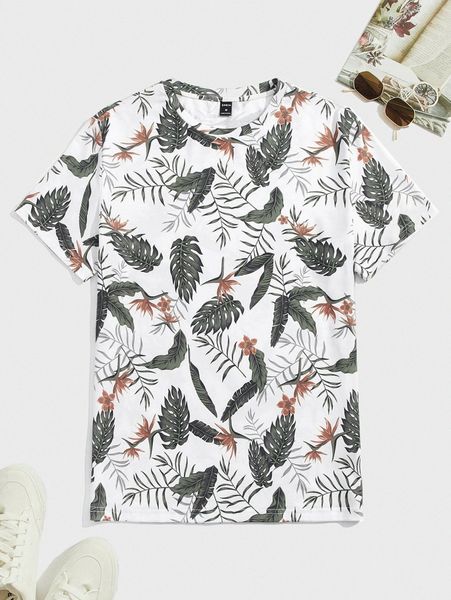 men tropical print tee e1ja#, White;black