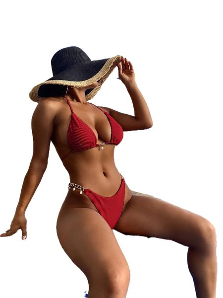 textured fake pearl decor halter micro triangle bikini swimsuit n33o#, White;black
textured fake pearl decor halter micro triangle bikini swimsuit n33o#, White;black