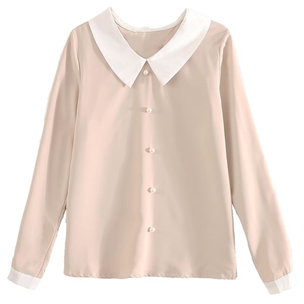 chic lovely women blouse peter pan collar pearl decor chiffon shirts spring office lady blouses blusas mujer 210702, White
chic lovely women blouse peter pan collar pearl decor chiffon shirts spring office lady blouses blusas mujer 210702, White