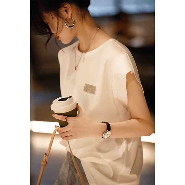 2022c factory direct sale trendy brand men's t-shirts women's details refined classic chain black cotton top, White
2022c factory direct sale trendy brand men's t-shirts women's details refined classic chain black cotton top, White