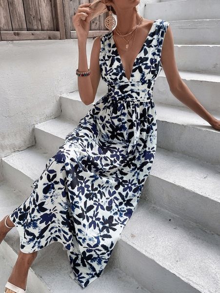 allover floral print plunging dress a1qe#, Black;gray
allover floral print plunging dress a1qe#, Black;gray