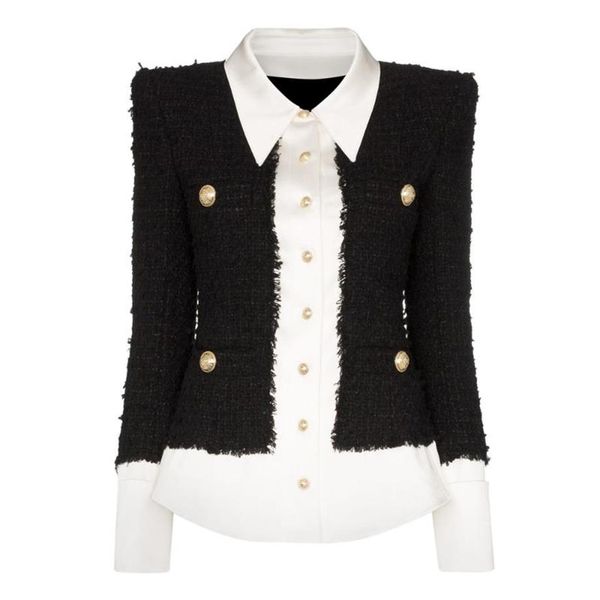2020 fashion designer jacket women's lion buttons satin wool blend patchwork tweed jacket239a, Black;brown
2020 fashion designer jacket women's lion buttons satin wool blend patchwork tweed jacket239a, Black;brown