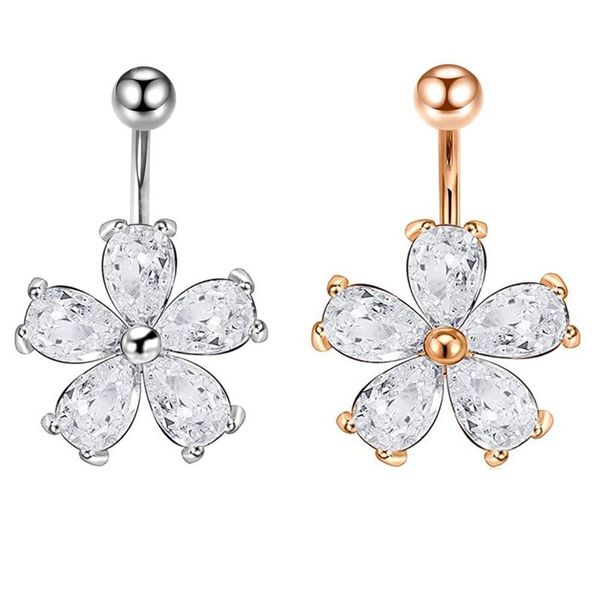 shiny zircon flower belly button rings for women stainless steel navel rings body piercing jewelry fashion ornaments, Silver
shiny zircon flower belly button rings for women stainless steel navel rings body piercing jewelry fashion ornaments, Silver