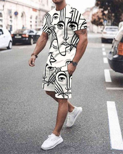 2022 summer european and american style men's hsome t-shirt suit men women casual two-piece 3d digital printing, Gray
2022 summer european and american style men's hsome t-shirt suit men women casual two-piece 3d digital printing, Gray