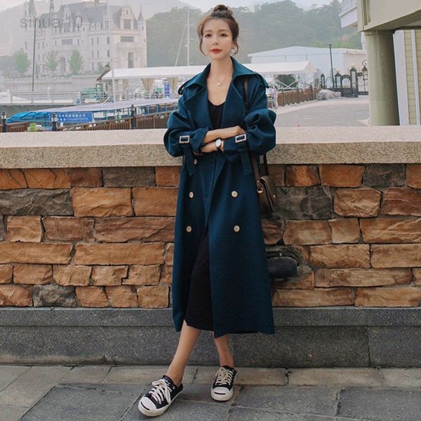 vintage women's long trench coat korean fashion loose double breasted elegant windbreaker with sashes autumn dark blue outerwear l22072, Tan;black
vintage women's long trench coat korean fashion loose double breasted elegant windbreaker with sashes autumn dark blue outerwear l22072, Tan;black