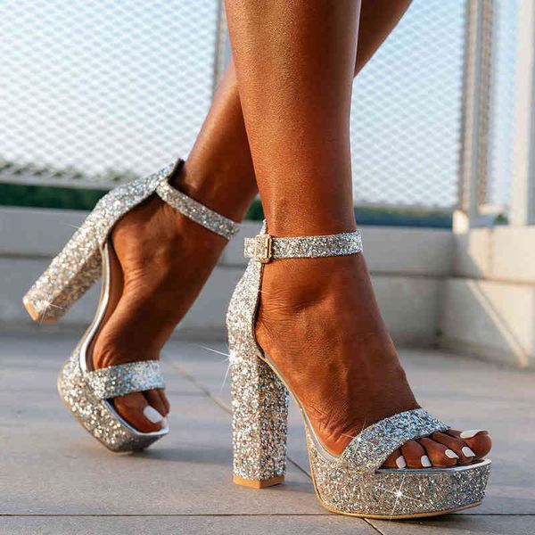 2022 summer platform allover glitter decor chunky heeled sandals high heeled comfort casual elegant women's sandals shoes y220409, Black
2022 summer platform allover glitter decor chunky heeled sandals high heeled comfort casual elegant women's sandals shoes y220409, Black