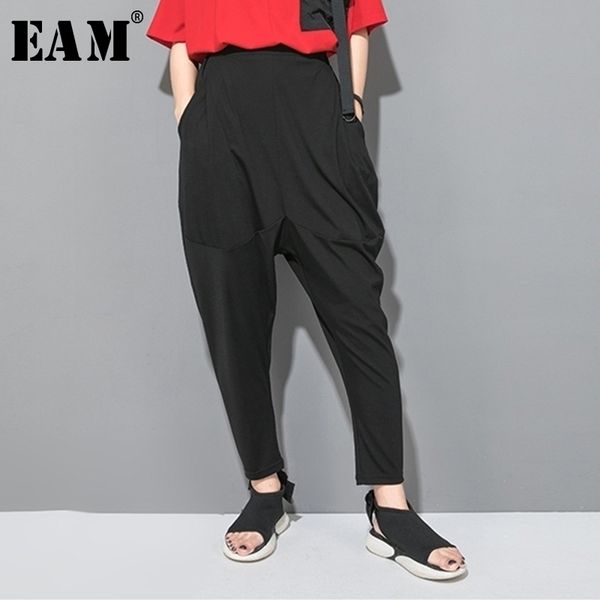 eam spring autumn high elastic waist black leisure pocket stitch loose harem pants women trousers fashion jw997 y200418, Black;white
eam spring autumn high elastic waist black leisure pocket stitch loose harem pants women trousers fashion jw997 y200418, Black;white