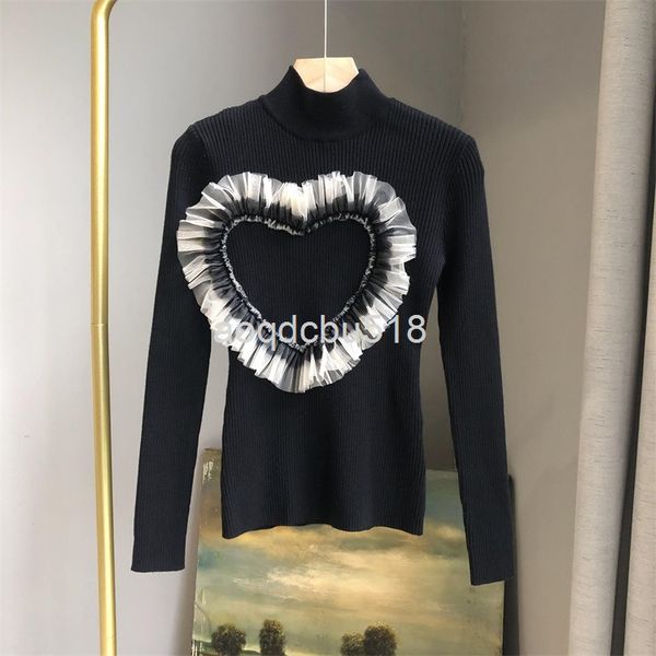 women's knits & tees correct version knitwear women's early spring design sense, minority lace splicing love slim top, White
women's knits & tees correct version knitwear women's early spring design sense, minority lace splicing love slim top, White