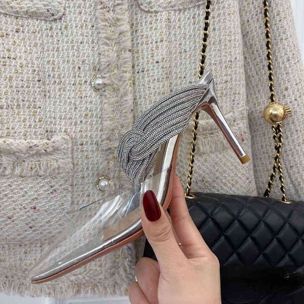 2022 early spring new transparent pvc rhinestone pointed simple high-heeled slippers fairy shoes show long legs, Black
2022 early spring new transparent pvc rhinestone pointed simple high-heeled slippers fairy shoes show long legs, Black