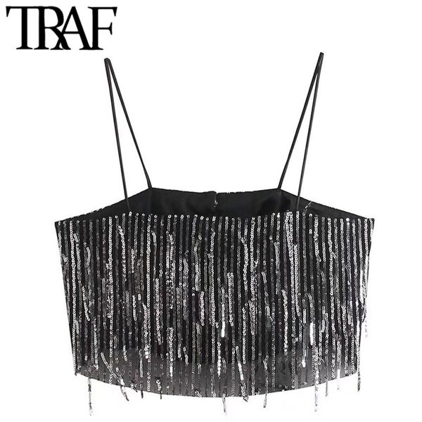 traf women fashion fringing sequin crop tank vintage backless thin straps female camis mujer 220316, White
traf women fashion fringing sequin crop tank vintage backless thin straps female camis mujer 220316, White