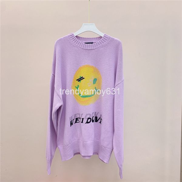 women's knits & tees correct 21ss early spring we11done smiling face printed sweater crew neck sweater ghosting graffiti letters, White
women's knits & tees correct 21ss early spring we11done smiling face printed sweater crew neck sweater ghosting graffiti letters, White