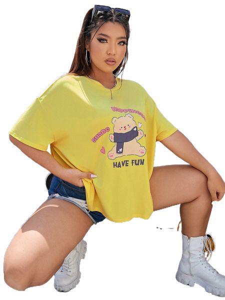 plus letter & cartoon graphic drop shoulder tee c4wm#, Black
plus letter & cartoon graphic drop shoulder tee c4wm#, Black