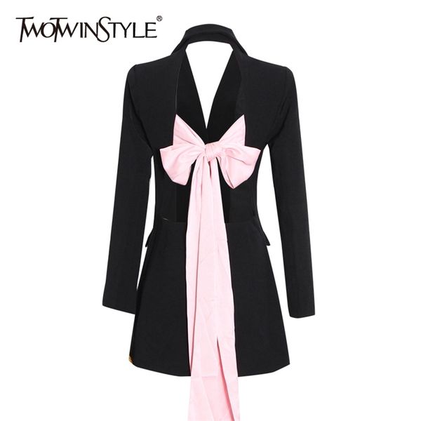 twotwinstyle backless hit color bowknot lace-up women's blazer notched long sleeves slim fit coats female spring fashion 220402, White;black
twotwinstyle backless hit color bowknot lace-up women's blazer notched long sleeves slim fit coats female spring fashion 220402, White;black