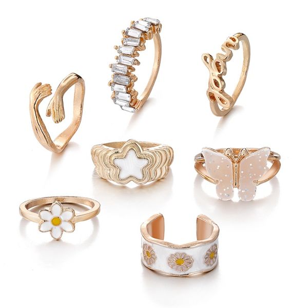 fashion rings set for women acrylic butterfly flower embrace irregular crystal pentagram finger ring creative jewelry, Silver
fashion rings set for women acrylic butterfly flower embrace irregular crystal pentagram finger ring creative jewelry, Silver