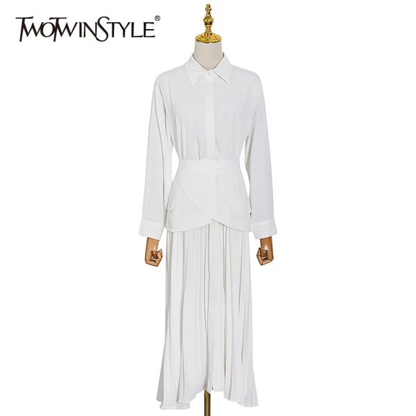 vintage white shirt dress for women lapel long sleeve high waist sashes pleated maxi dresses female fashion 210423, Black;gray
vintage white shirt dress for women lapel long sleeve high waist sashes pleated maxi dresses female fashion 210423, Black;gray